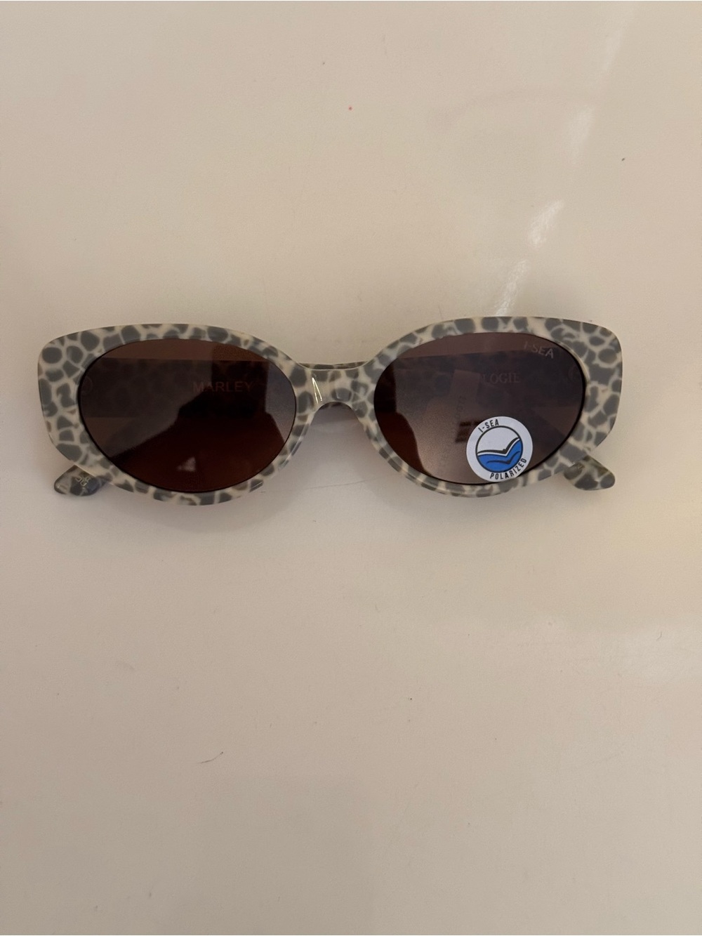 Anthropologie Grey Leopard Cat-Eye Sunglasses with Brown Lenses